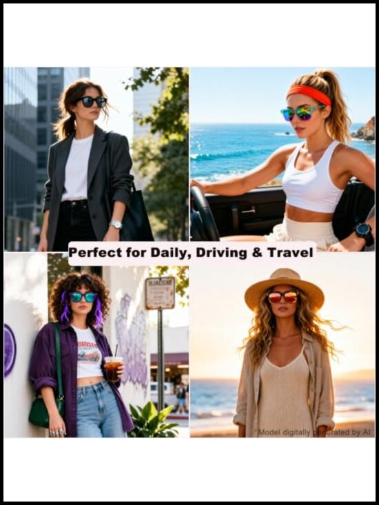Polarized Square Sunglasses Women Men TR90 Frame TAC UV400